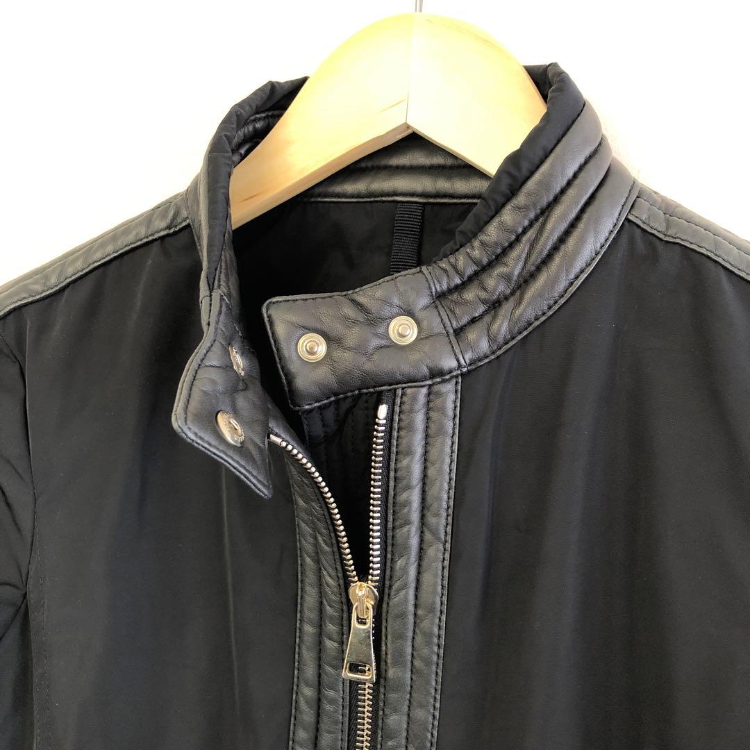 Moncler モンクレール レザー ノーカラー ジャケット ライダース