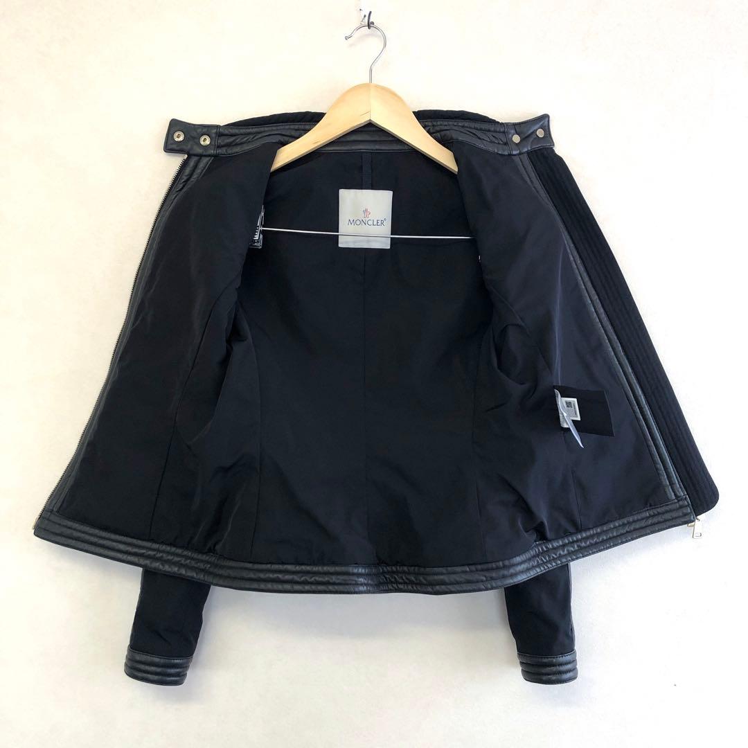 Moncler モンクレール レザー ノーカラー ジャケット ライダース