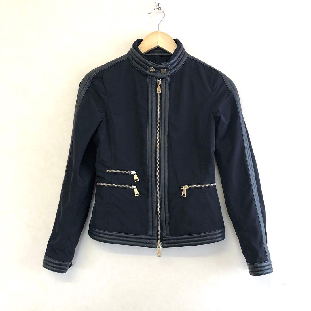 Moncler モンクレール レザー ノーカラー ジャケット ライダース