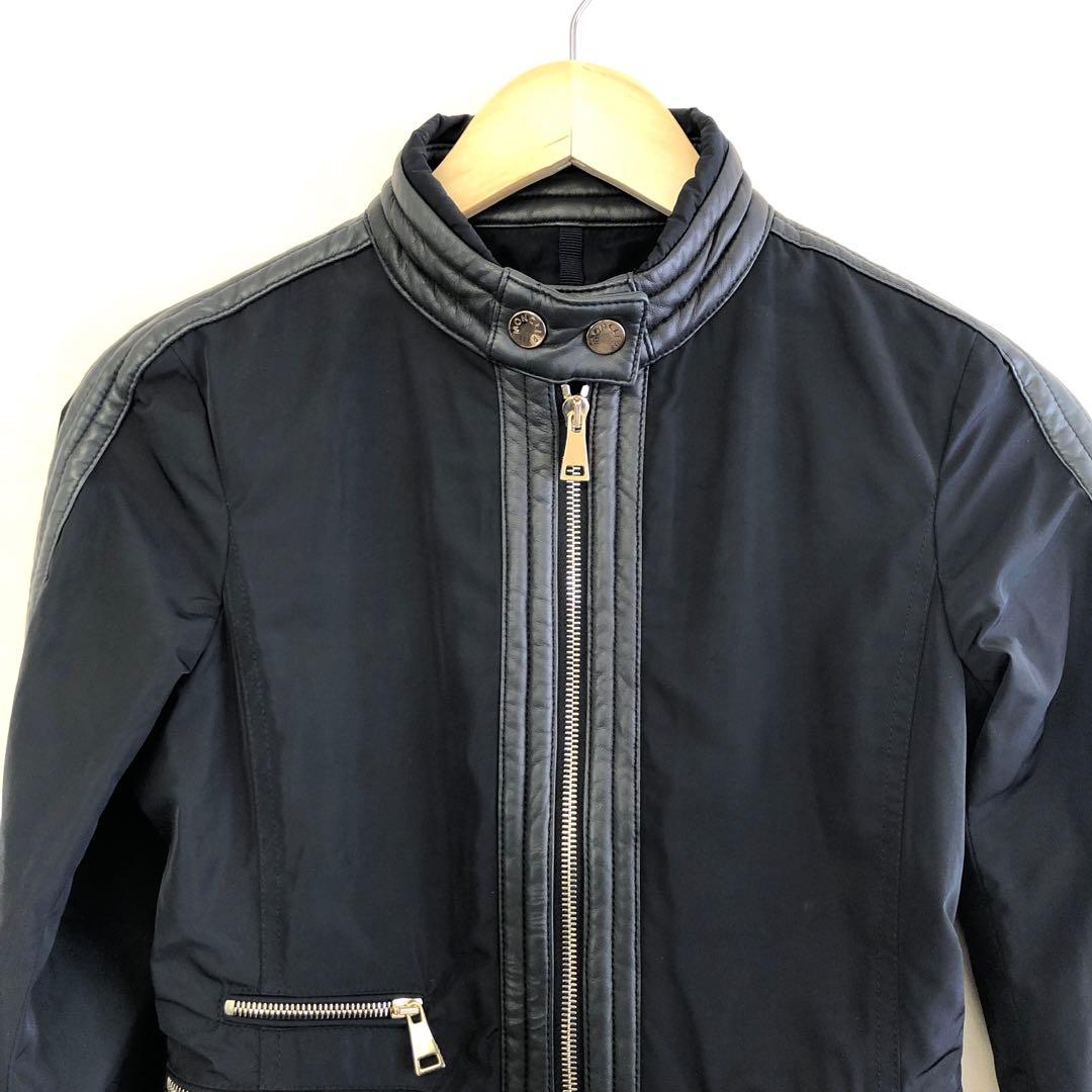 Moncler モンクレール レザー ノーカラー ジャケット ライダース