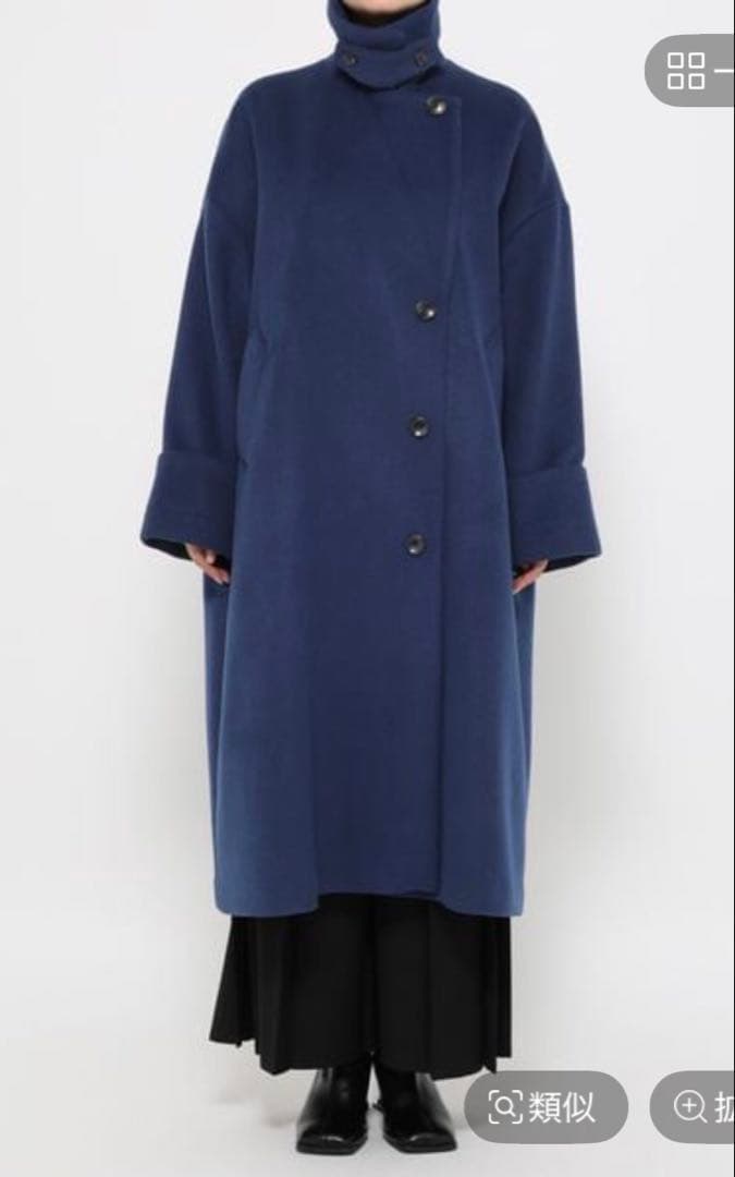 新品タグ付 HARE ウール2WAYチェスターコート ブルー 人気完売色