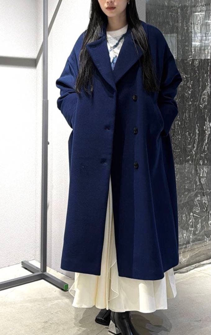 新品タグ付 HARE ウール2WAYチェスターコート ブルー 人気完売色