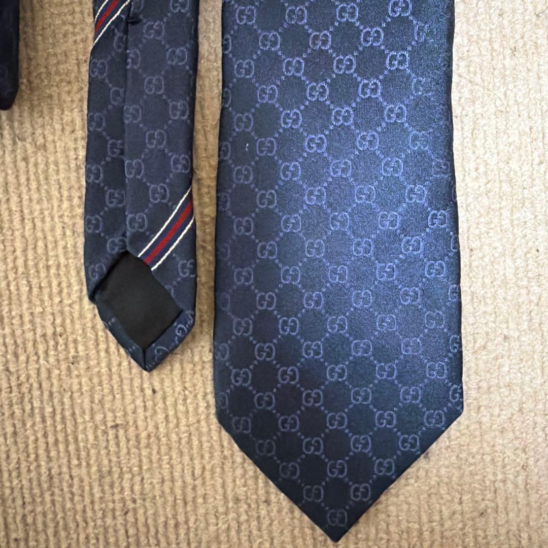 GUCCI ネイビー シルク ネクタイ