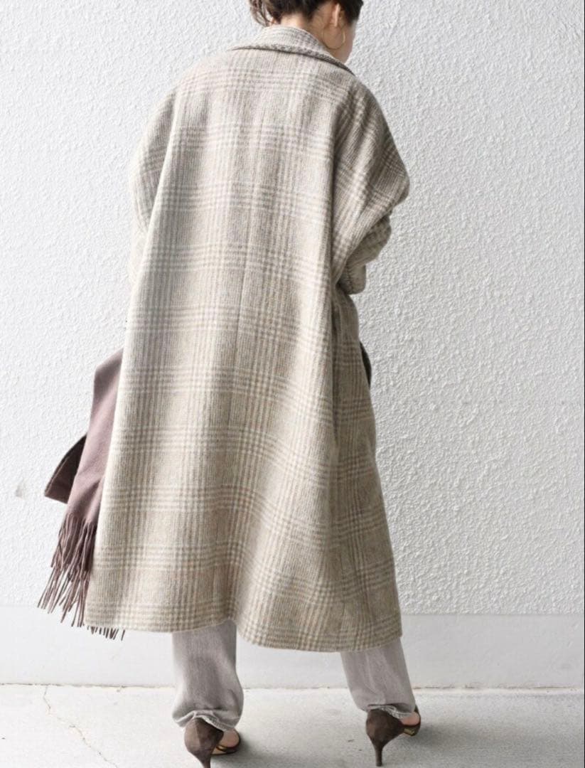 SHIPS マンテコ シャギー チェック コート チェスター g シップス 38