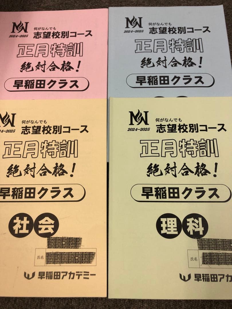 早稲田アカデミーNN早稲田　日特/前期後期/夏期/正月/副教材2024
