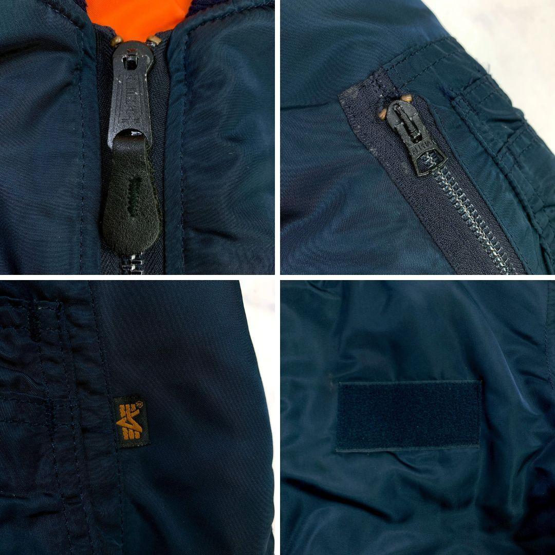 希少カラー★ 90s USA製 ALPHA MA-1 ネイビー L　E022