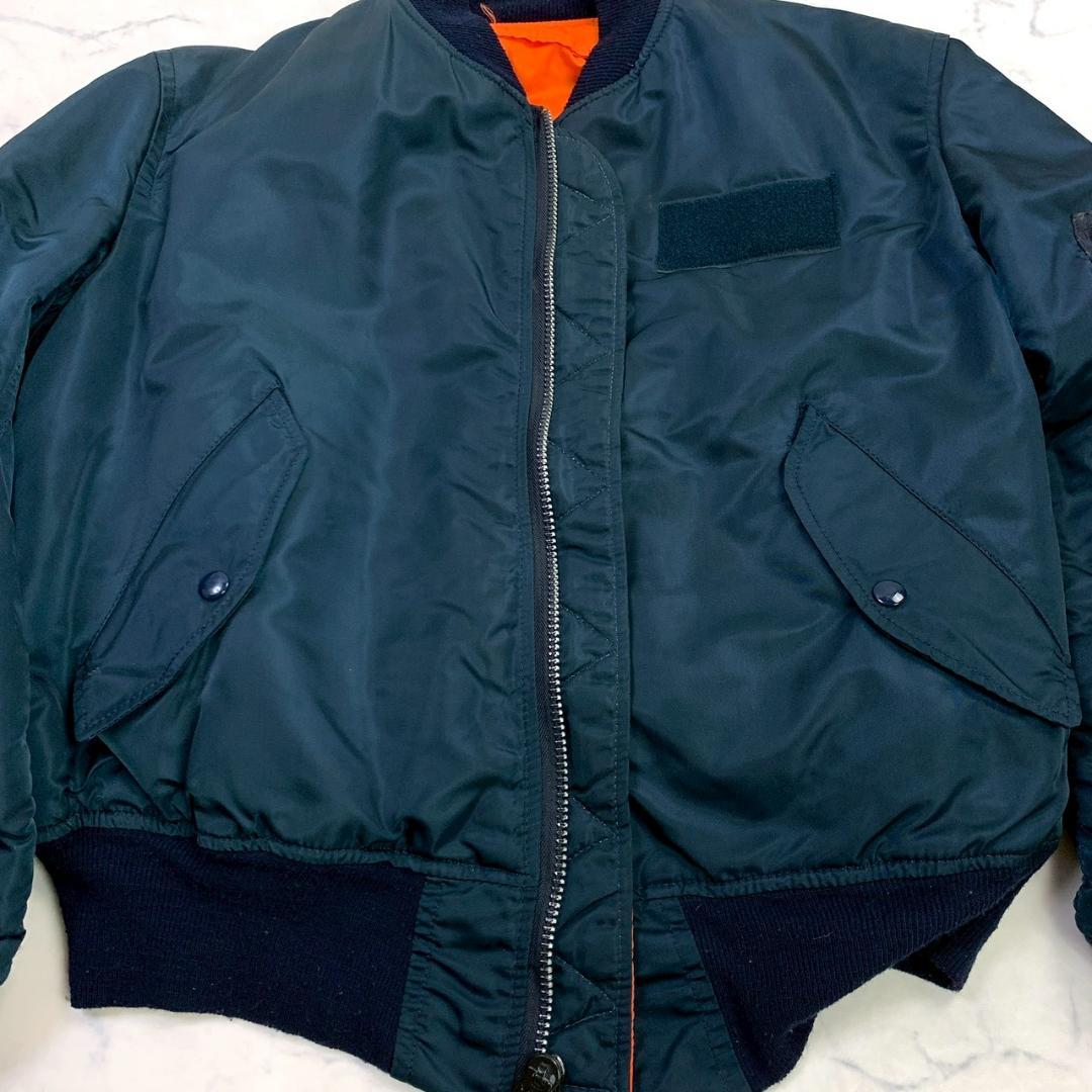 希少カラー★ 90s USA製 ALPHA MA-1 ネイビー L　E022