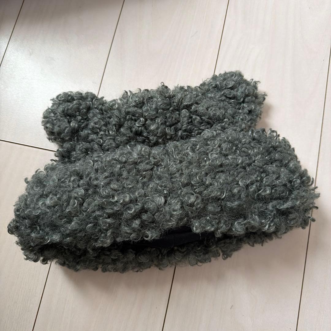 グレー ボアスタイル ニット帽