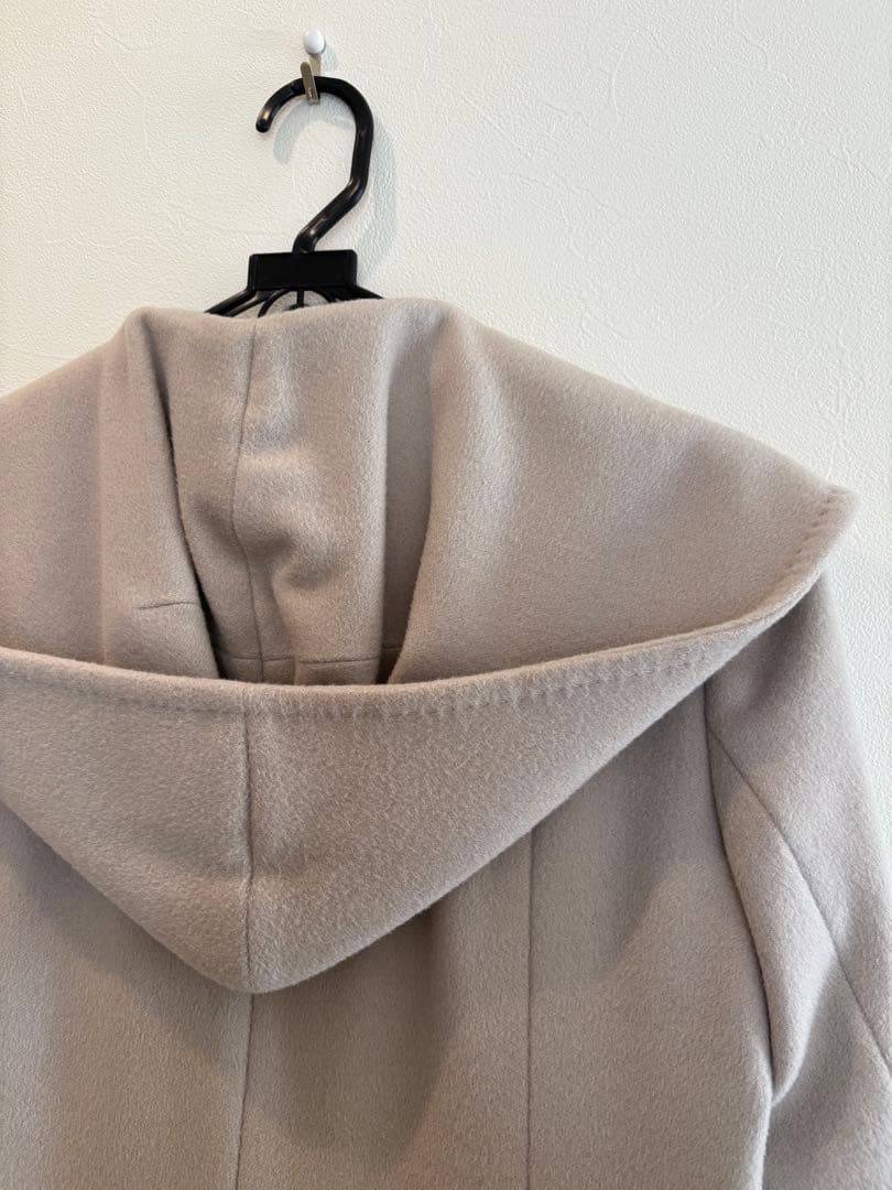 【23区】フードつきウールコート★グレージュ★38