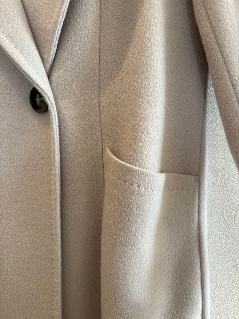 【23区】フードつきウールコート★グレージュ★38