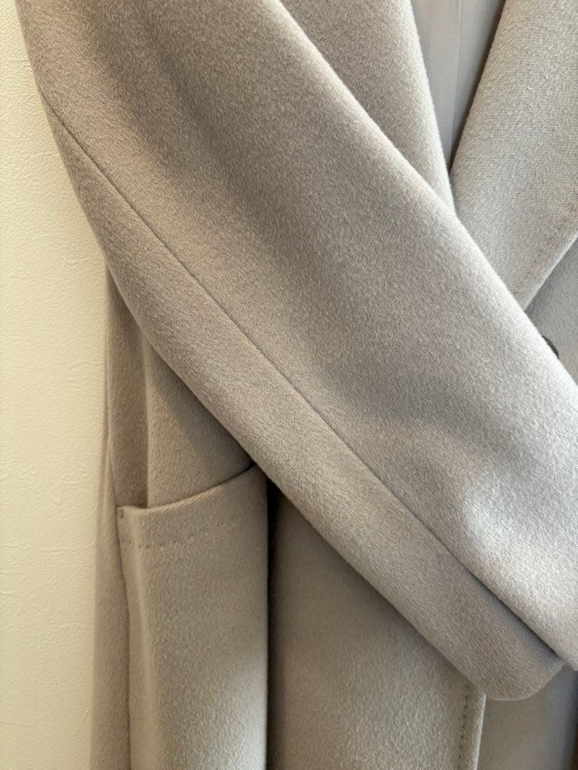 【23区】フードつきウールコート★グレージュ★38