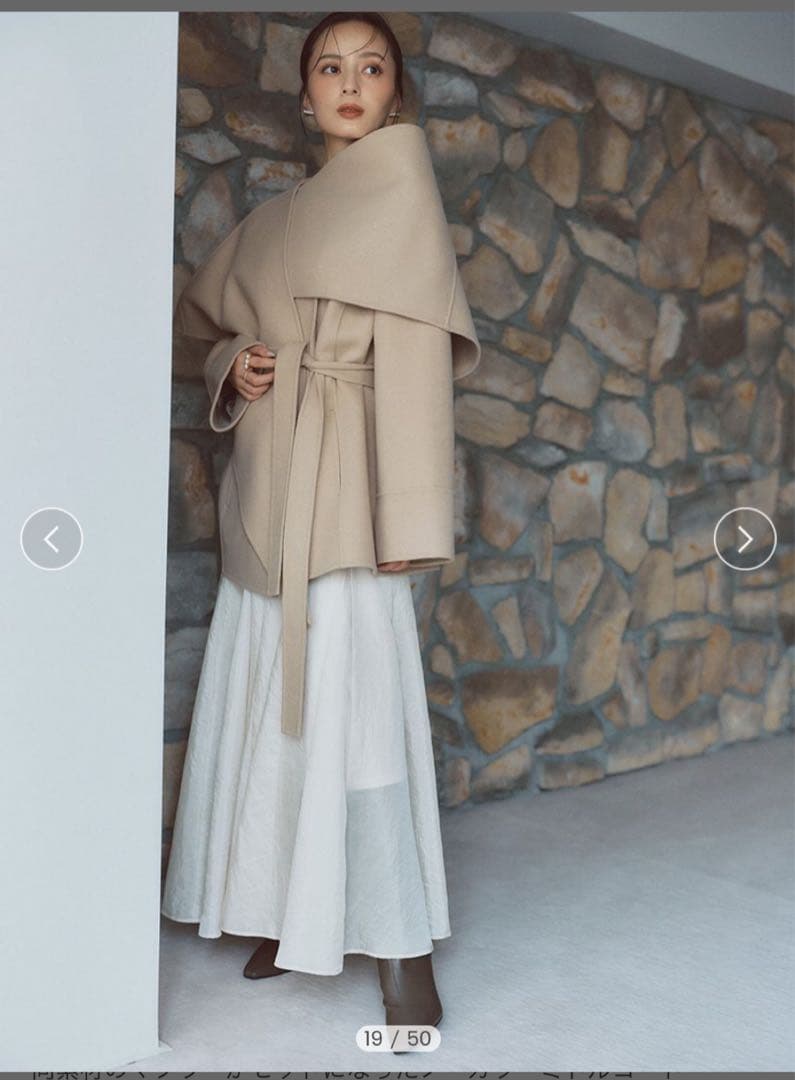 anuans リバーウールミドルマフラーコート【BEG】