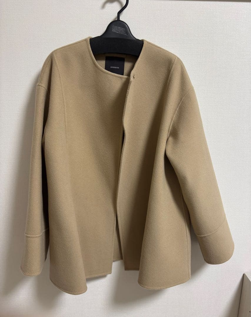 anuans リバーウールミドルマフラーコート【BEG】