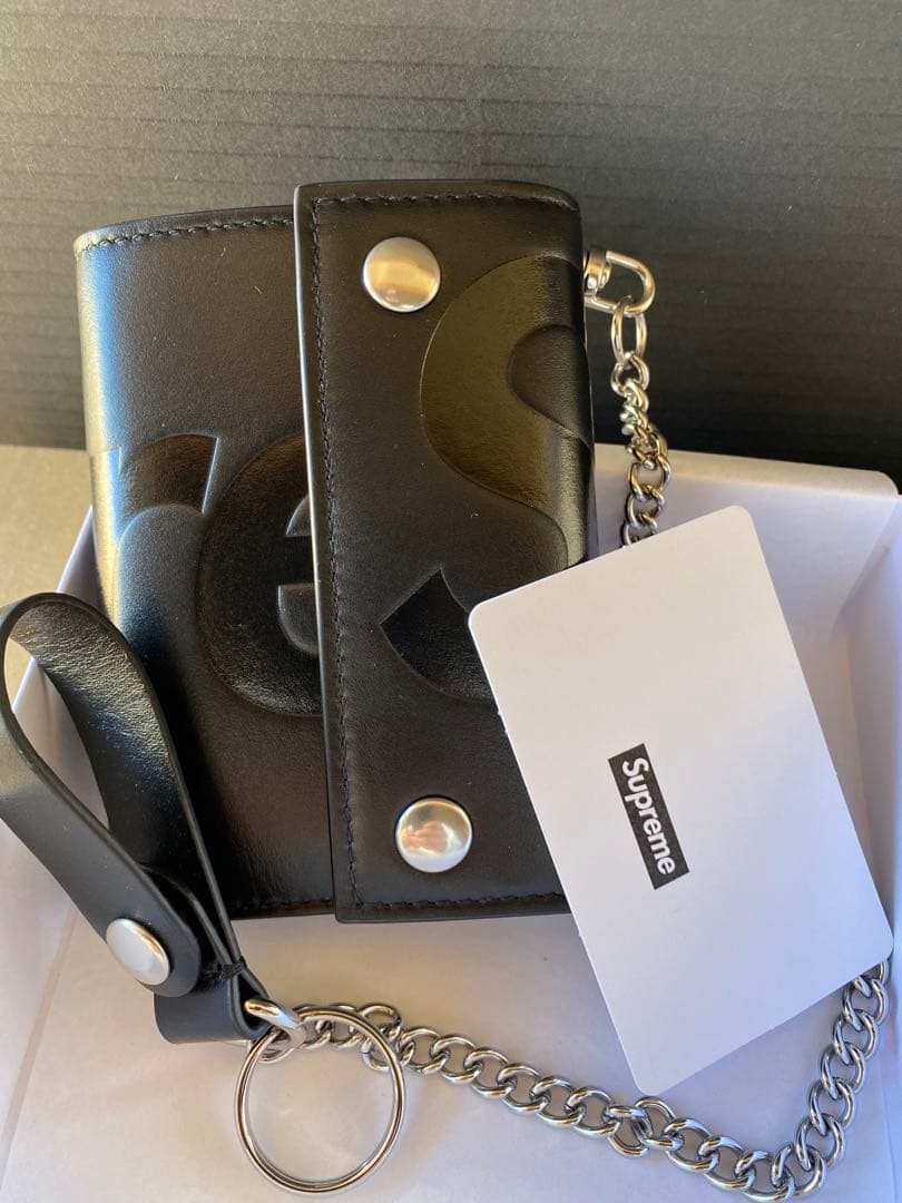 小物 Supreme Leather Chain Wallet Card Holder