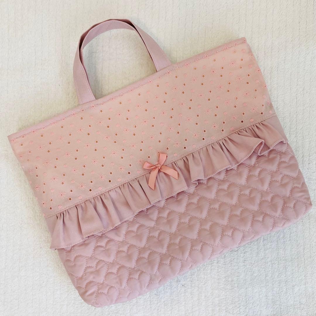 【ハンドメイド】入園入学グッズ(レース×フリル×ハートキルティング)