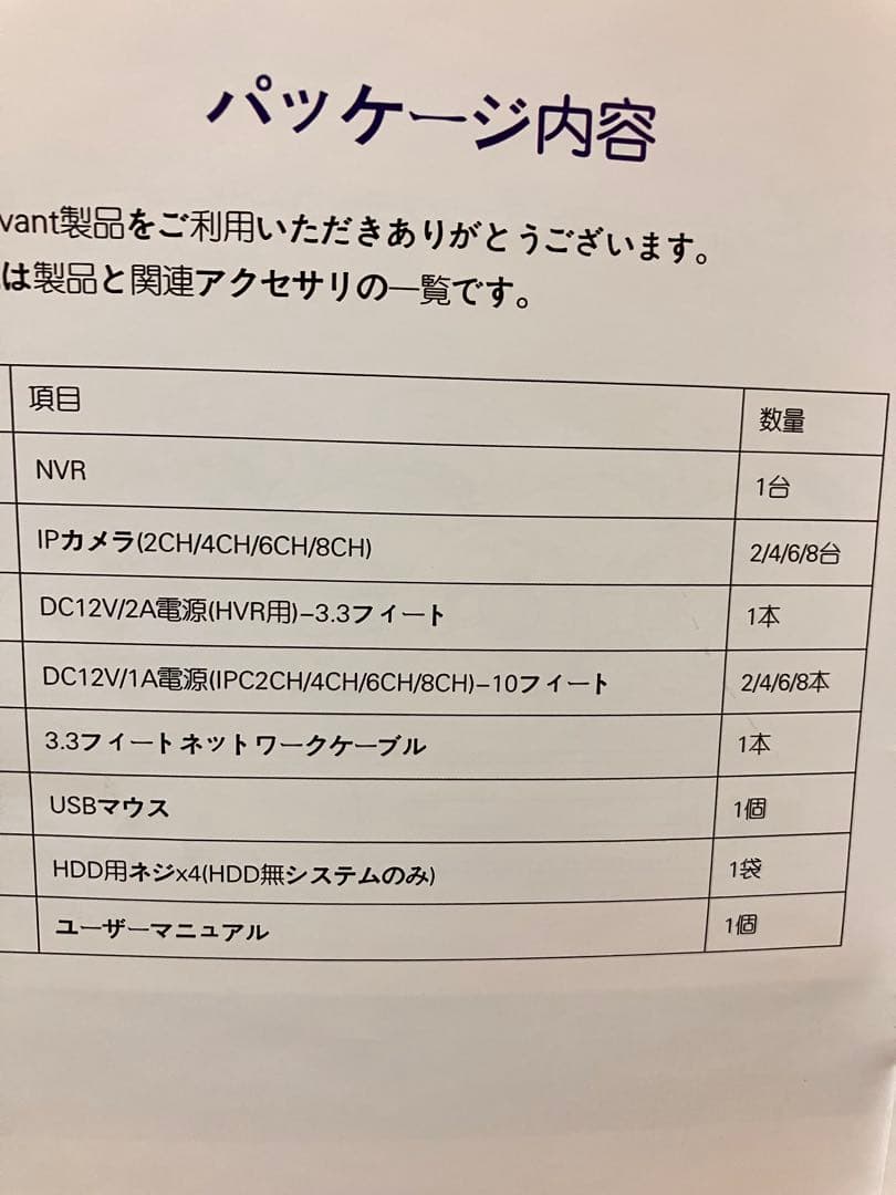VTNEICK HD NVR 防犯　カメラ4台付き 中古 動作可