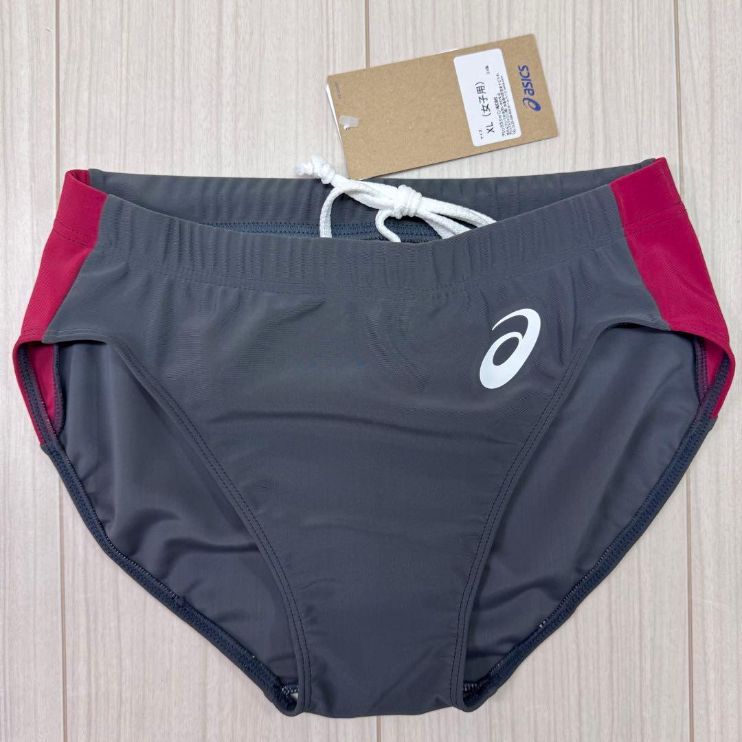 アシックス　女子陸上ユニフォーム上下セット　エンジ×ダークグレー　XLサイズ