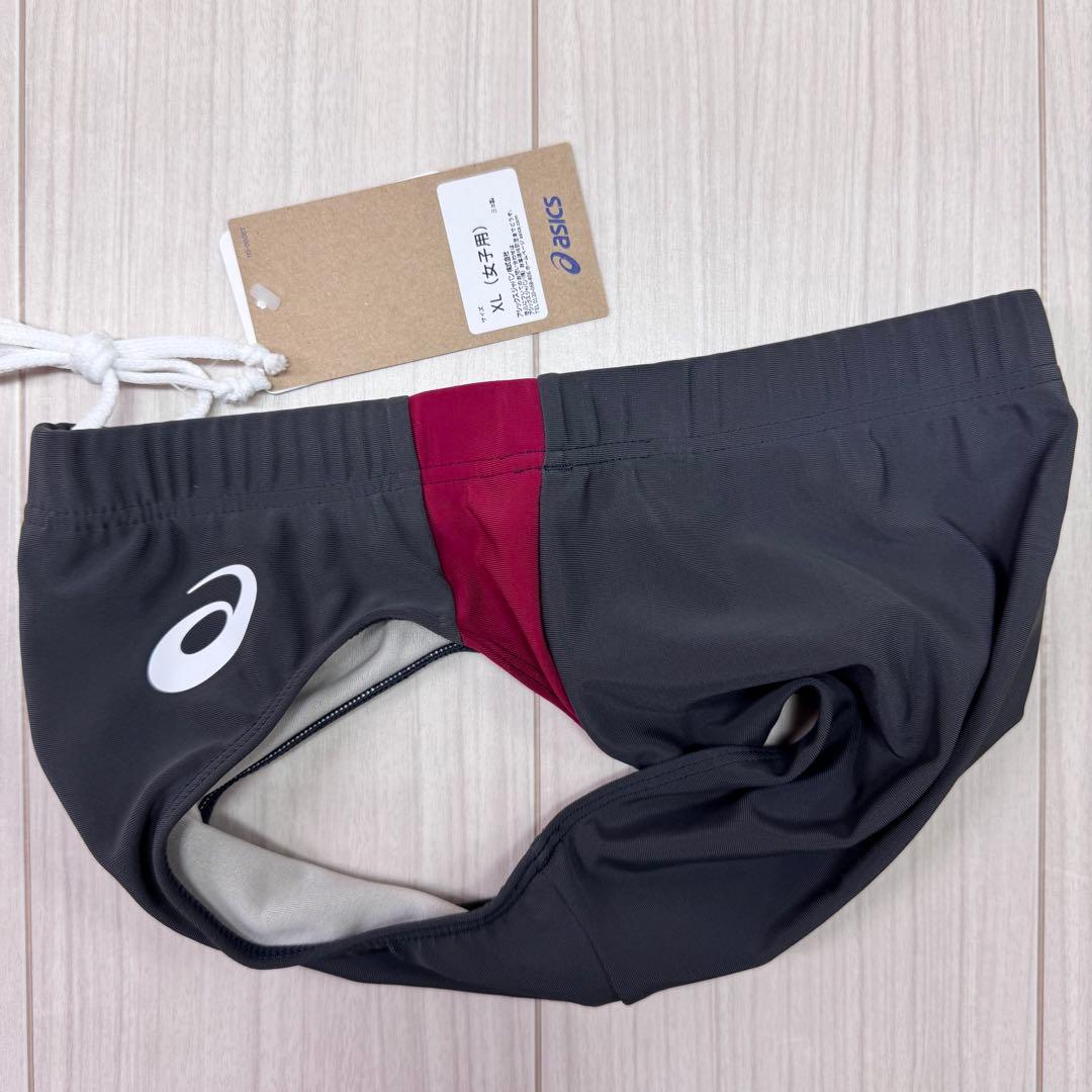 アシックス　女子陸上ユニフォーム上下セット　エンジ×ダークグレー　XLサイズ