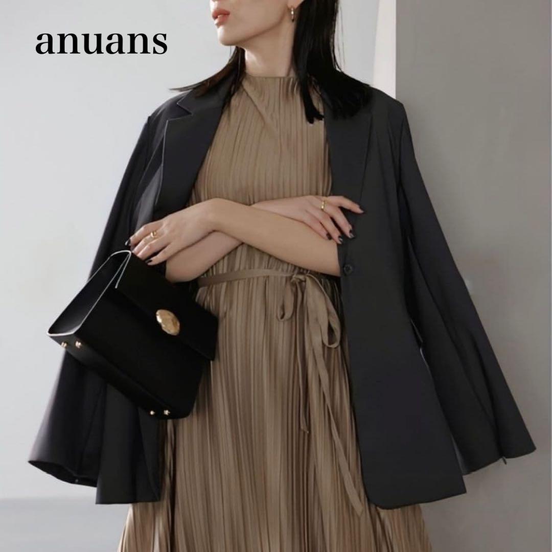 【新品】anuans アニュアンス フレアスリーブスリットジャケット ベルト付き