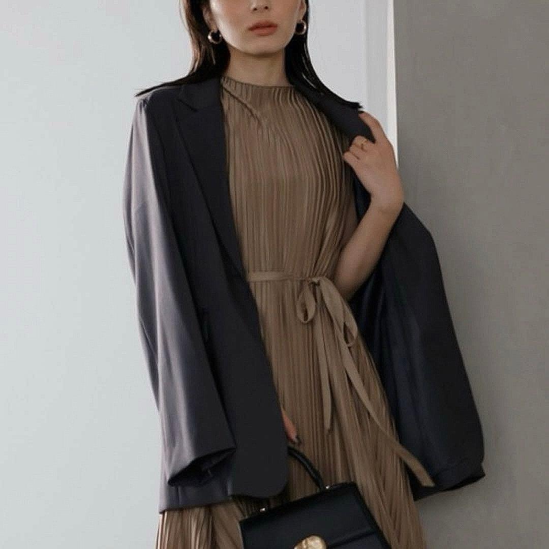 【新品】anuans アニュアンス フレアスリーブスリットジャケット ベルト付き