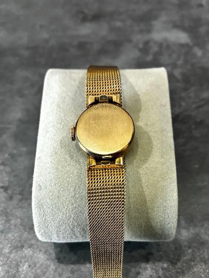 【OH・動作確認済】OMEGA 10金GF　手巻き時計　ゴールドメッシュバンド