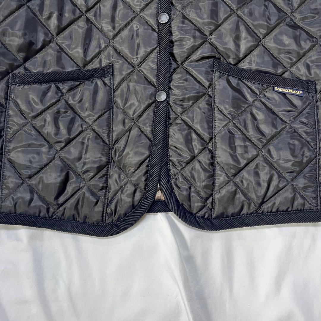 【美品】LAVENHAM ラベンハム キルティングベスト フード ブラック M