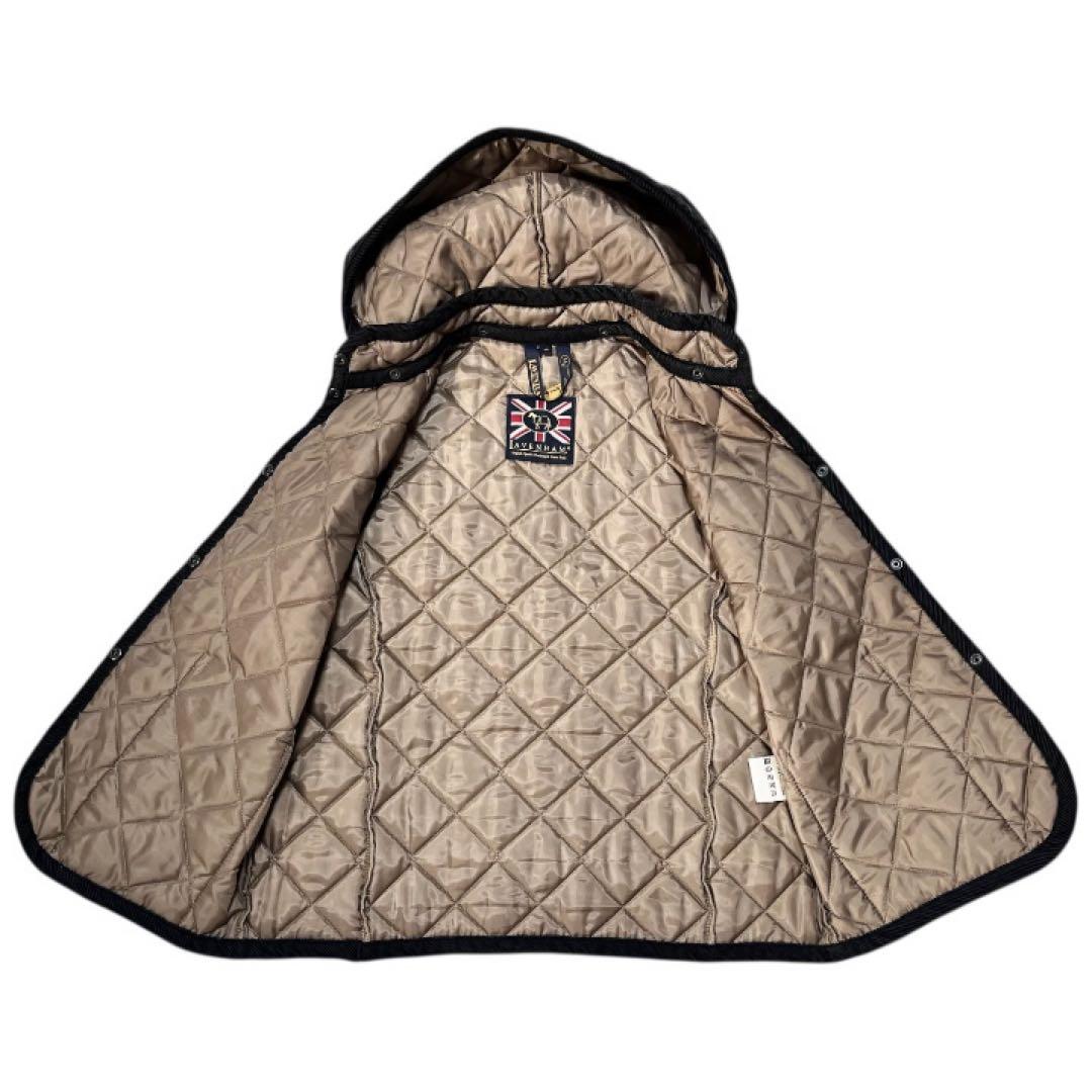 【美品】LAVENHAM ラベンハム キルティングベスト フード ブラック M