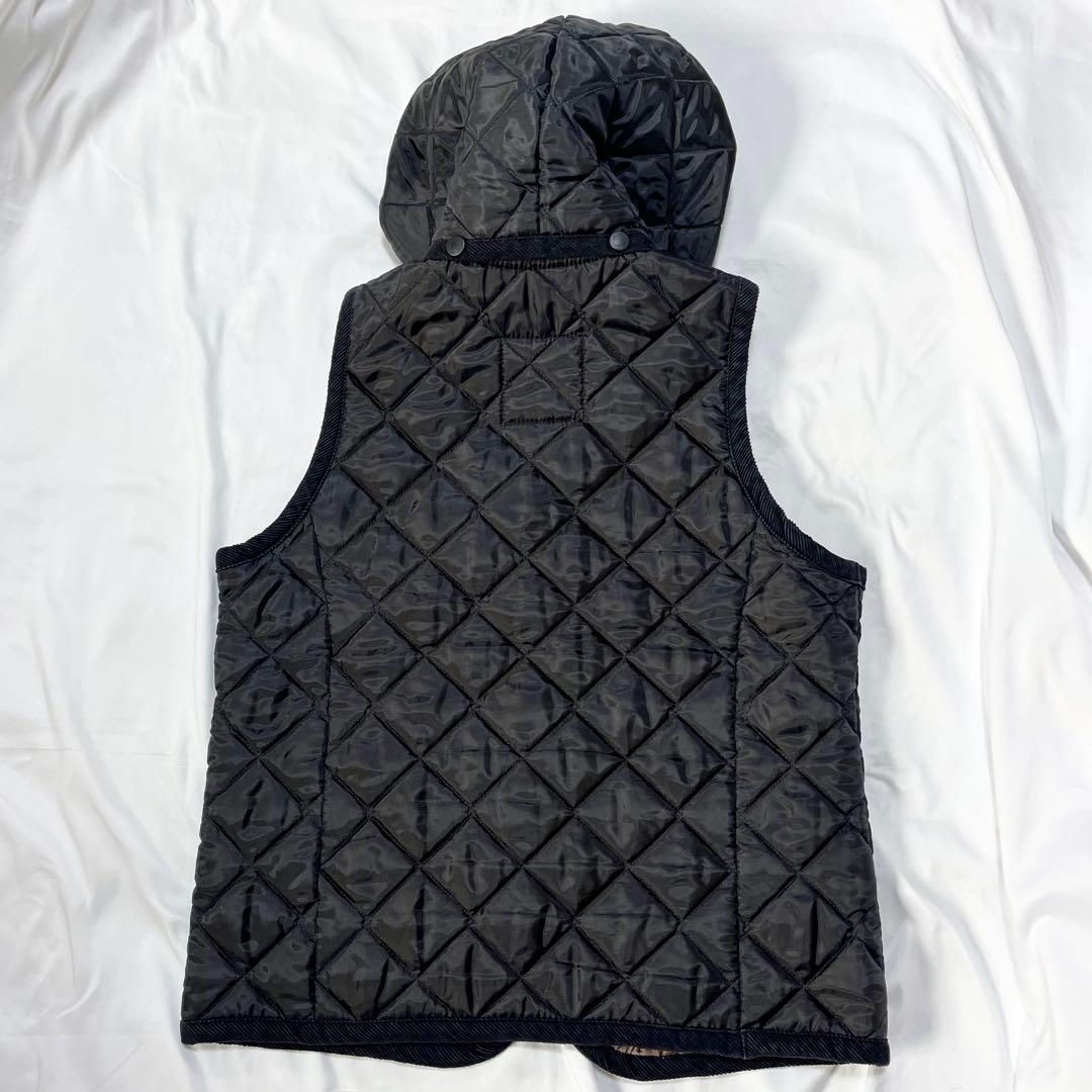 【美品】LAVENHAM ラベンハム キルティングベスト フード ブラック M