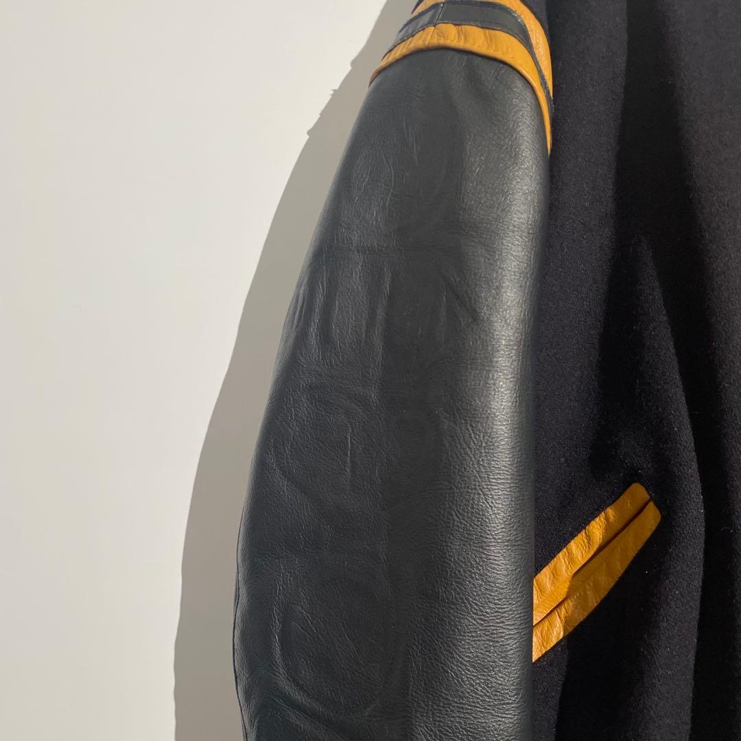 00s Delong ウールスタジャン　袖レザー　ワッペン