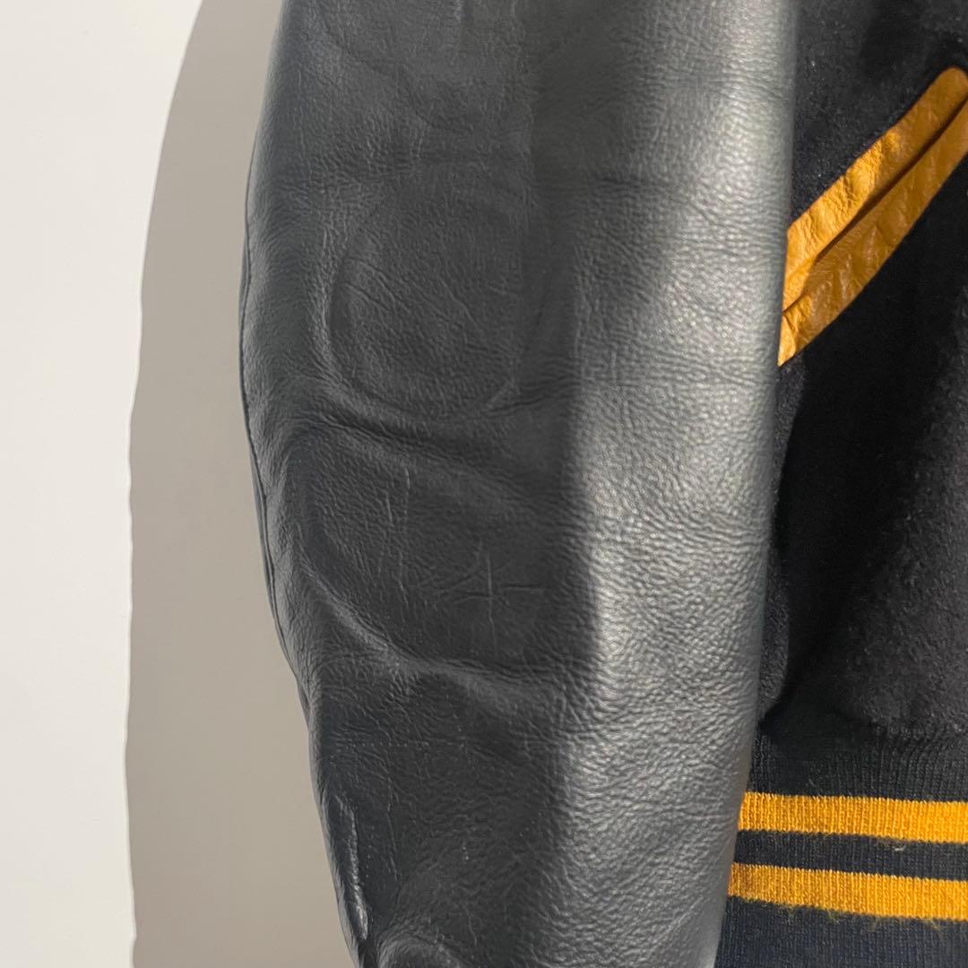 00s Delong ウールスタジャン　袖レザー　ワッペン