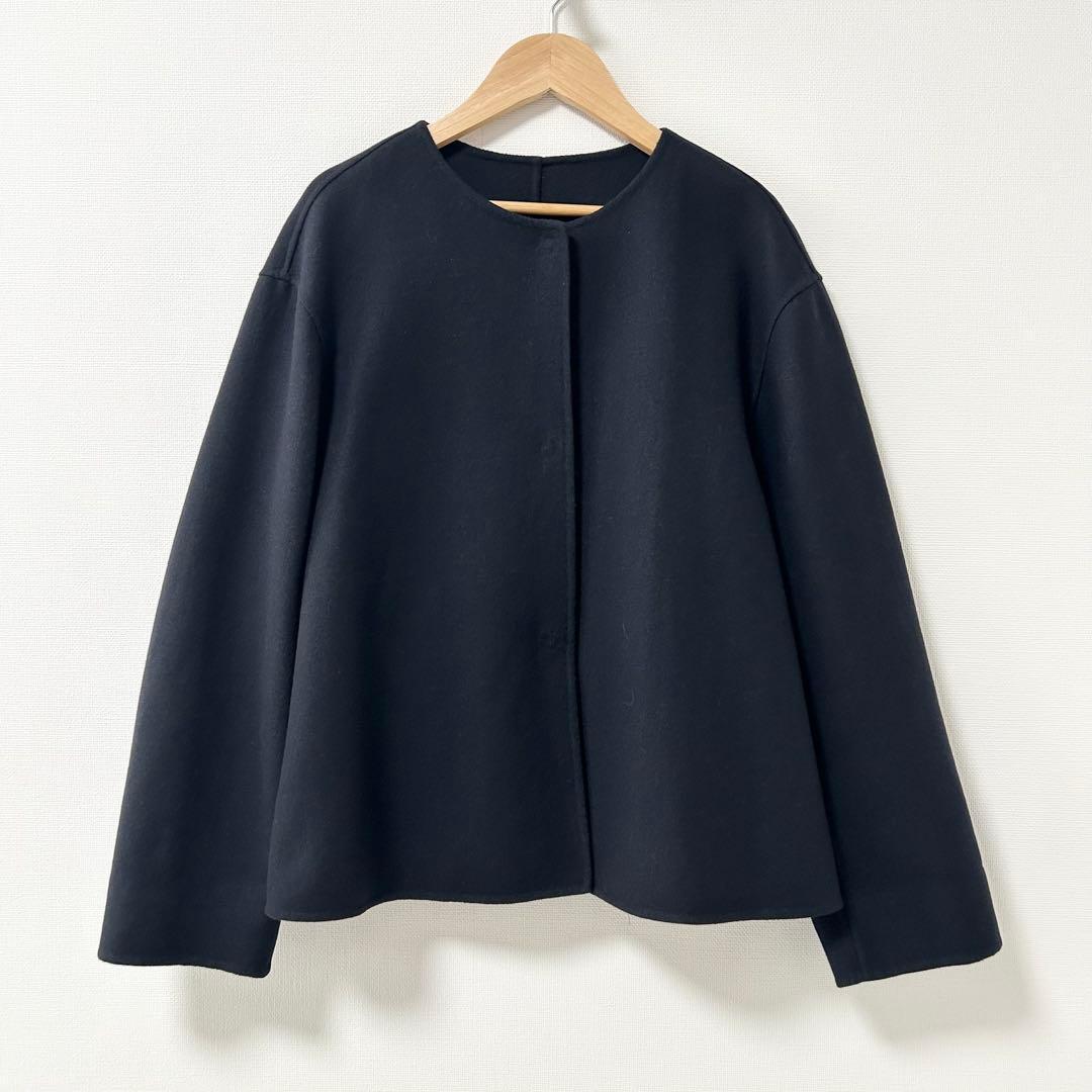 美品✨ADORE ライトリバーケープ付きノーカラージャケット コート