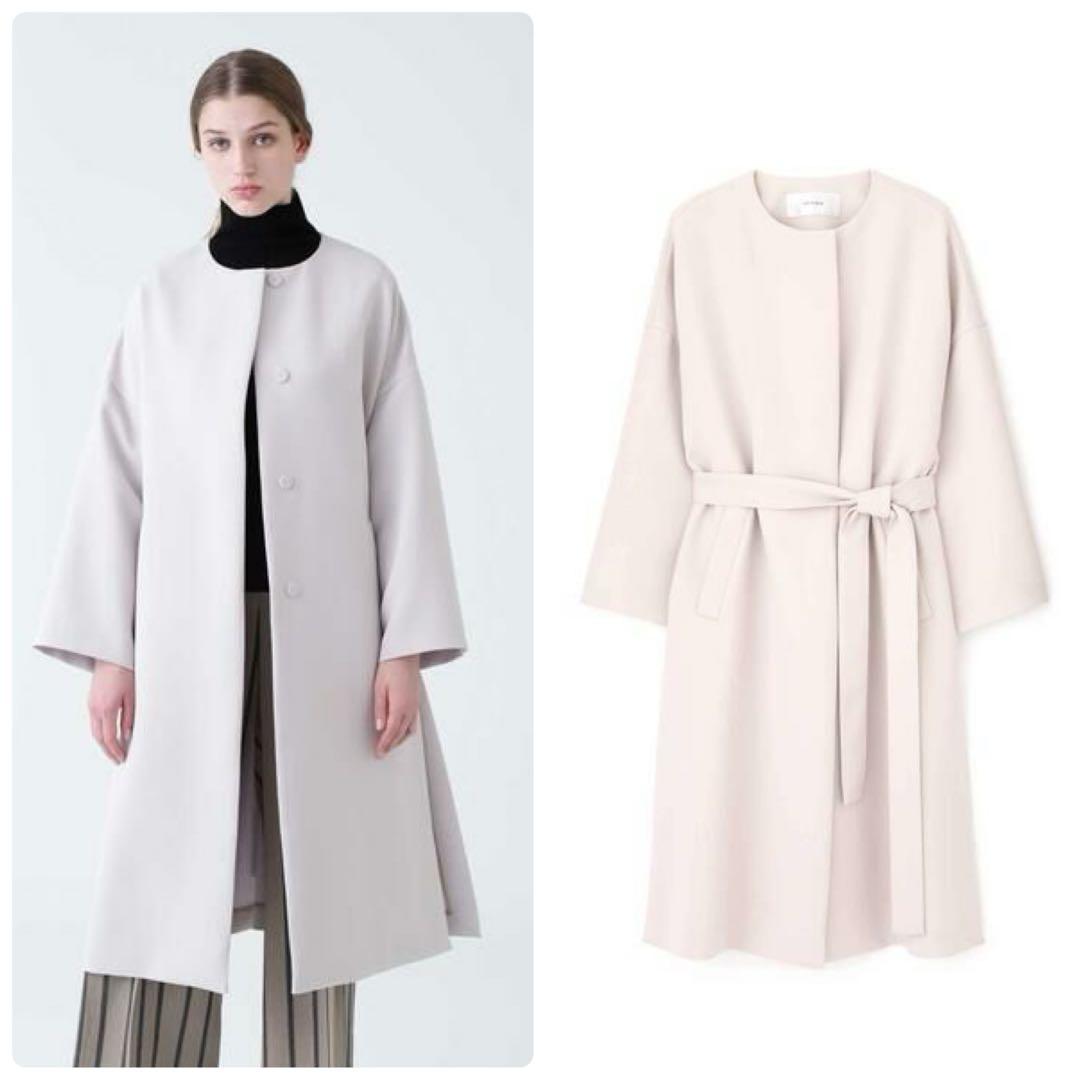 【ADORE】定価7万　2TONEボンディングノーカラーコート　ライトコート　春