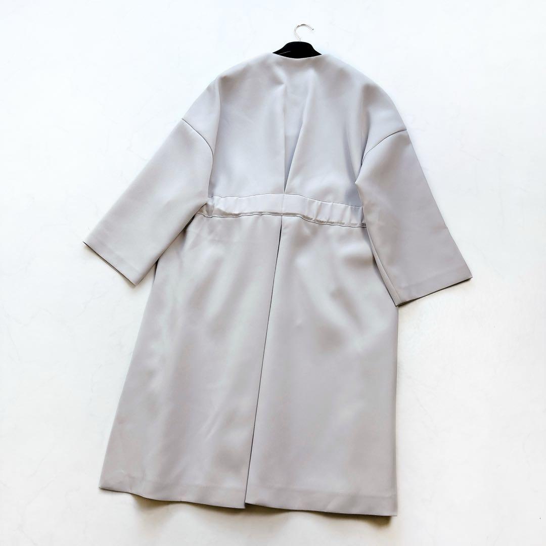 【ADORE】定価7万　2TONEボンディングノーカラーコート　ライトコート　春