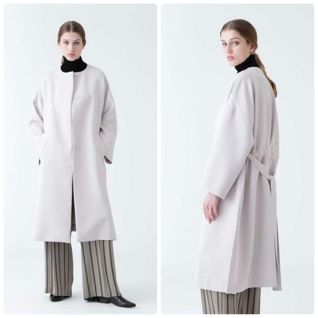【ADORE】定価7万　2TONEボンディングノーカラーコート　ライトコート　春