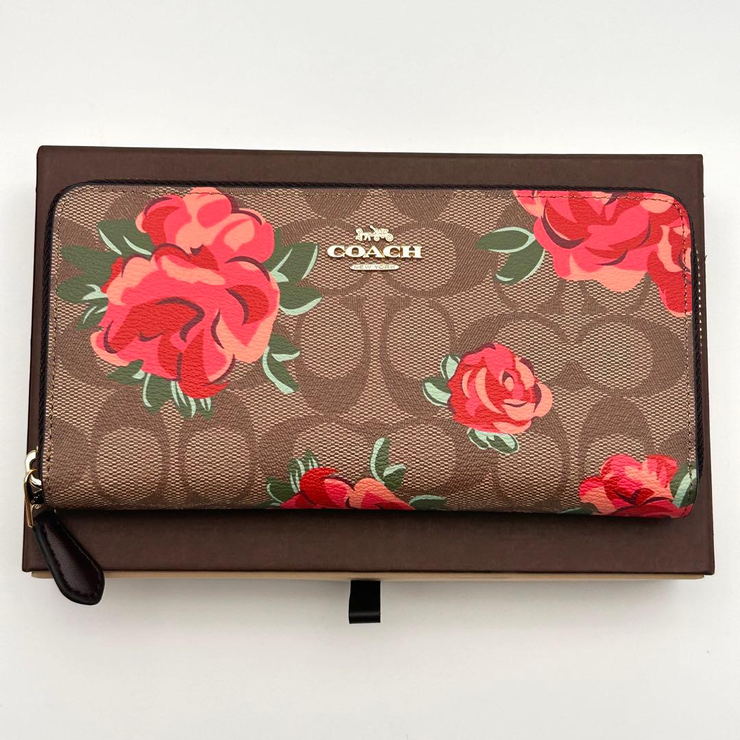 ✨未使用級✨ COACH コーチ 長財布 花柄 シグネチャー PVCレザー 箱付