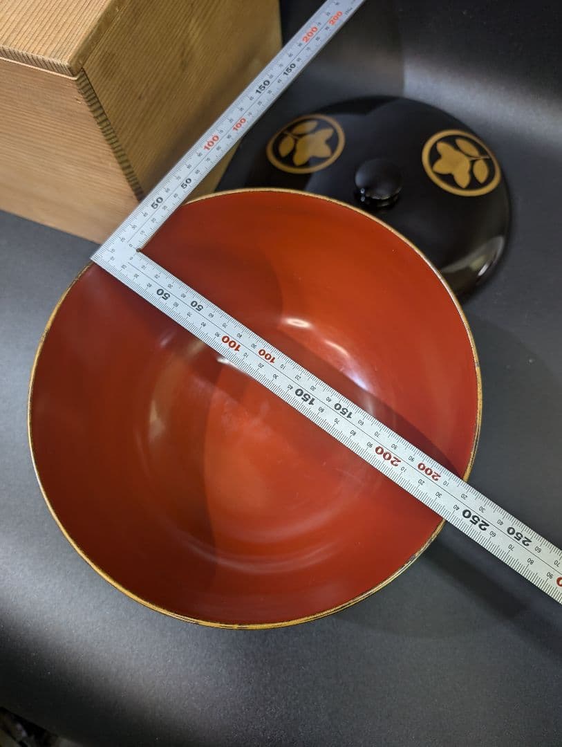 大名道具 時代 家紋 蒔絵 喰籠 井伊家 丸に橘 金蒔絵 大平 菓子器 木箱入り