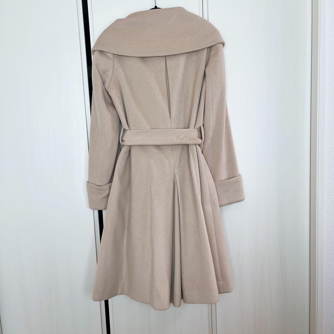 美品　エポカザショップ　アンゴラ　ウール　ロングコート　女優襟　ベルト　Aライン