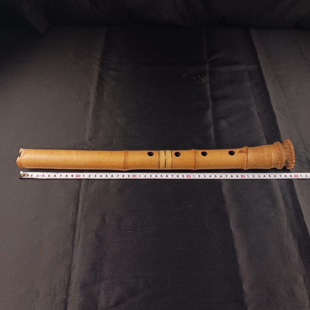 Y3110-7 琴古流 尺八 銀三線 全長49㎝ 竹製
