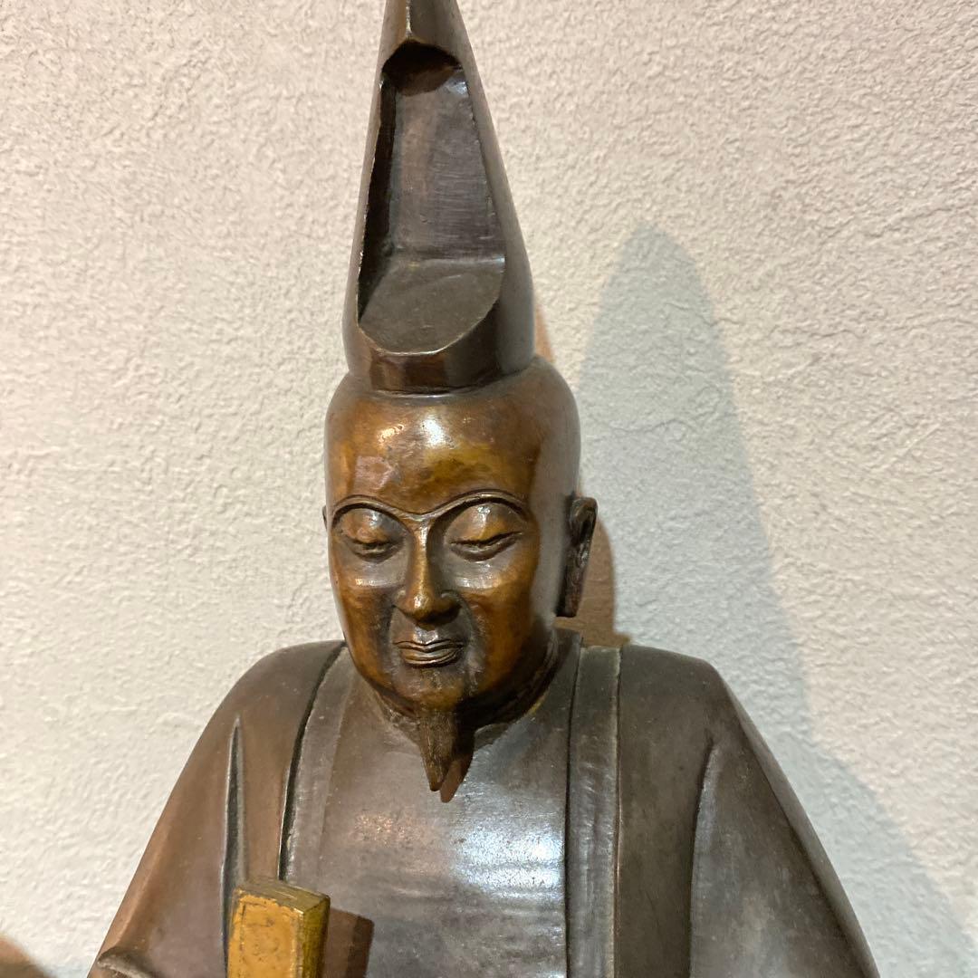室町時代　人物　銅像　古美術　骨董品　台座付き