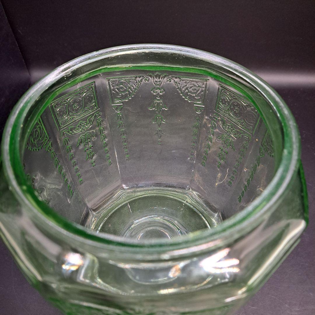 アンカーホッキング　クッキージャー　グリーンウランガラス　ヴィンテージ