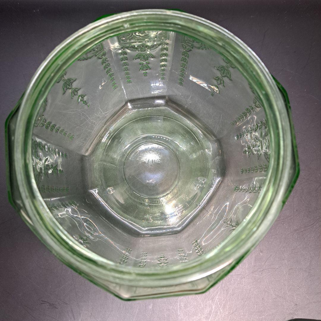 アンカーホッキング　クッキージャー　グリーンウランガラス　ヴィンテージ