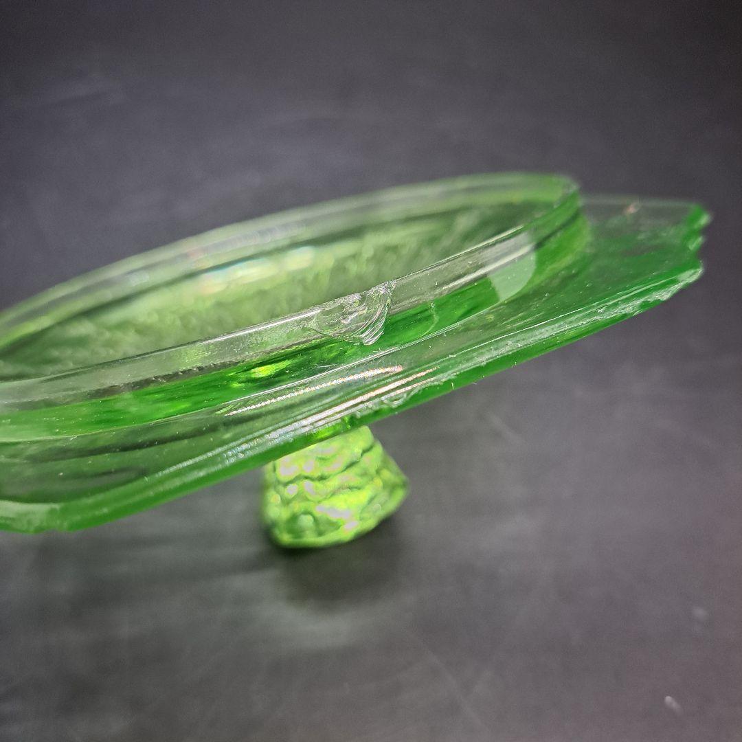 アンカーホッキング　クッキージャー　グリーンウランガラス　ヴィンテージ