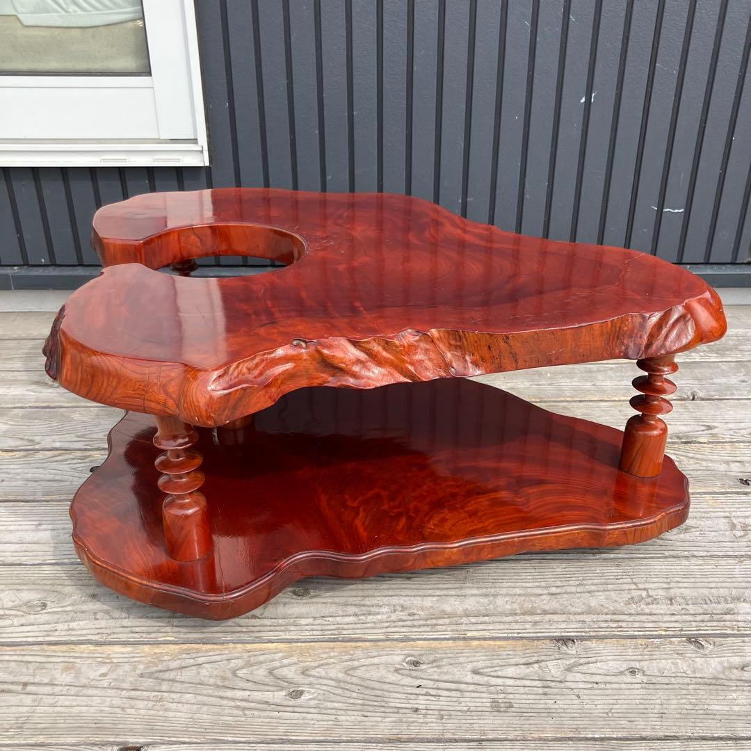 昭和レトロ 一枚板 お座敷ワゴン ポットワゴン 木製 古家具 サイドテーブル