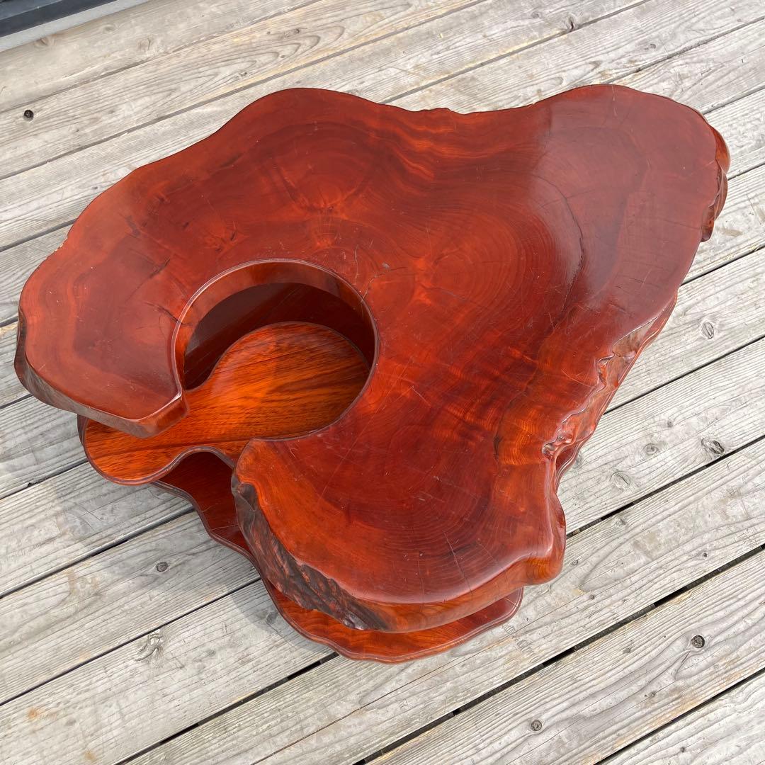 昭和レトロ 一枚板 お座敷ワゴン ポットワゴン 木製 古家具 サイドテーブル