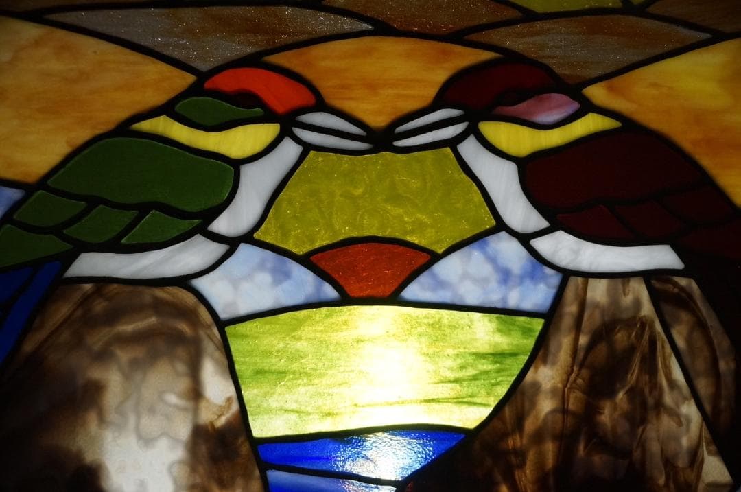 フォロー割　大型ヴィンテージ　ステンドグラス　アンティークパネル 82×83.5