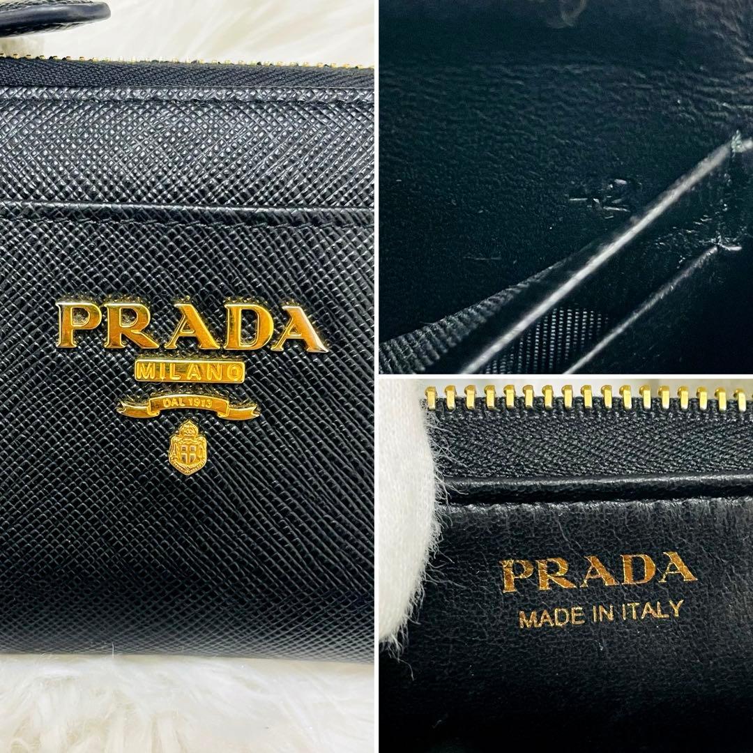 極美✨PRADA キーリング付 キーケース ケース レザー ブラック