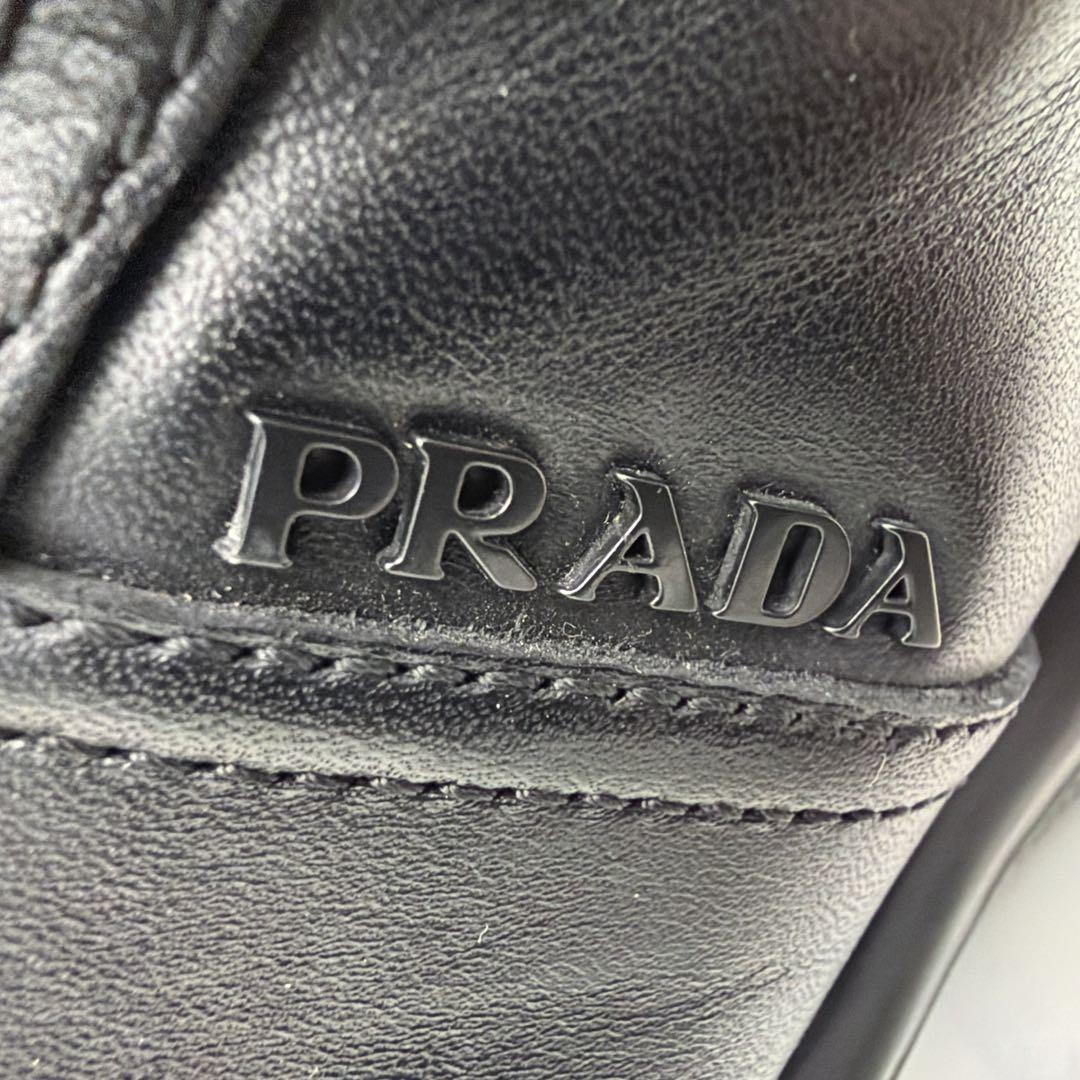 プラダスポーツ レザー スニーカー 黒 6 サイドジップ 本革 リネアロッサ