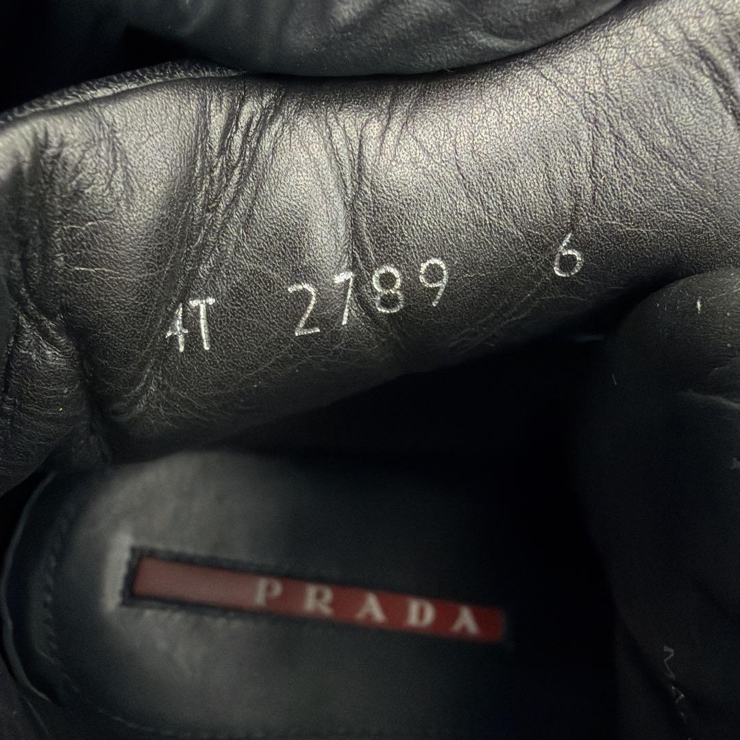 プラダスポーツ レザー スニーカー 黒 6 サイドジップ 本革 リネアロッサ
