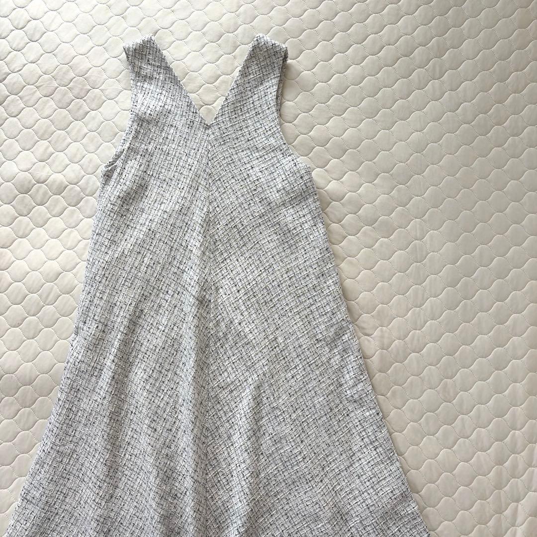 【美品】BEARDSLEY✴︎ツイードフレアワンピース　ホワイト サイズ1