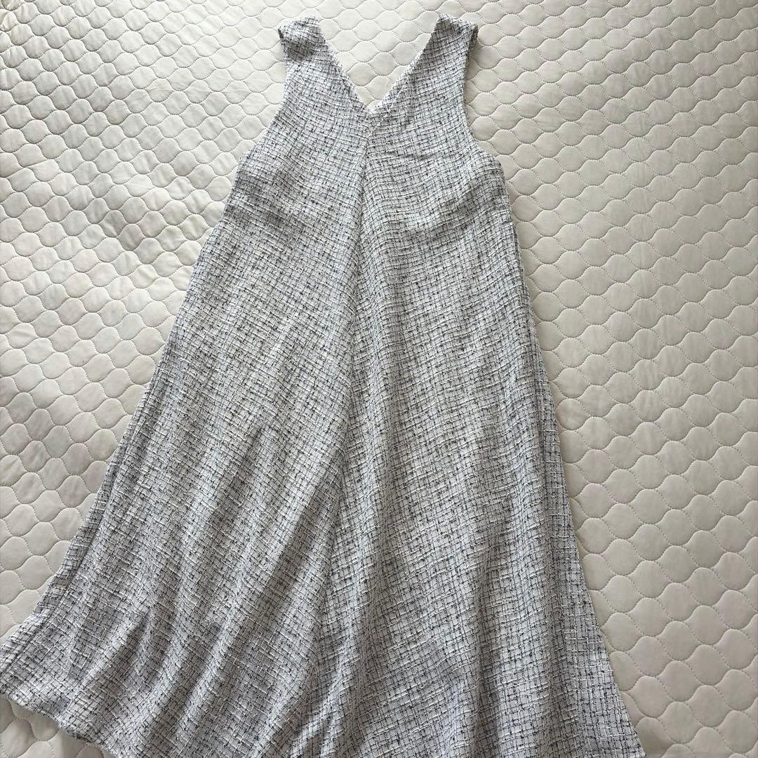 【美品】BEARDSLEY✴︎ツイードフレアワンピース　ホワイト サイズ1